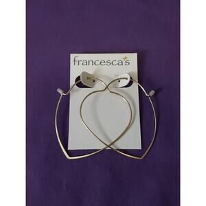 Francesca's Heart Shaped Hoop Earrings Delicate Lightweight Pierced Gold Tone